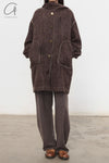 Mutedance 24 Autumn and Winter Scarf Buttoned Jacket Series MD-MD24FW07-BROWN